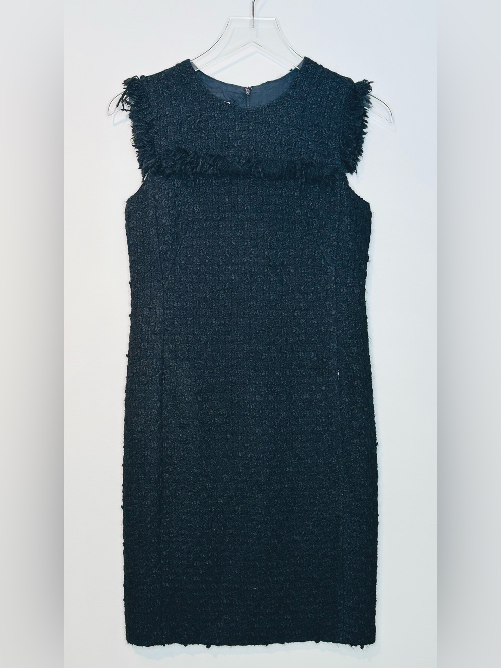 Akris Punto Black Wool Blend Boucle Tweed Sleeveless Dress